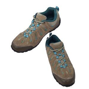 Itasca Hiking Shoes Low Top Leather Suede Brown Teal Size 8 Hikers Lace Up